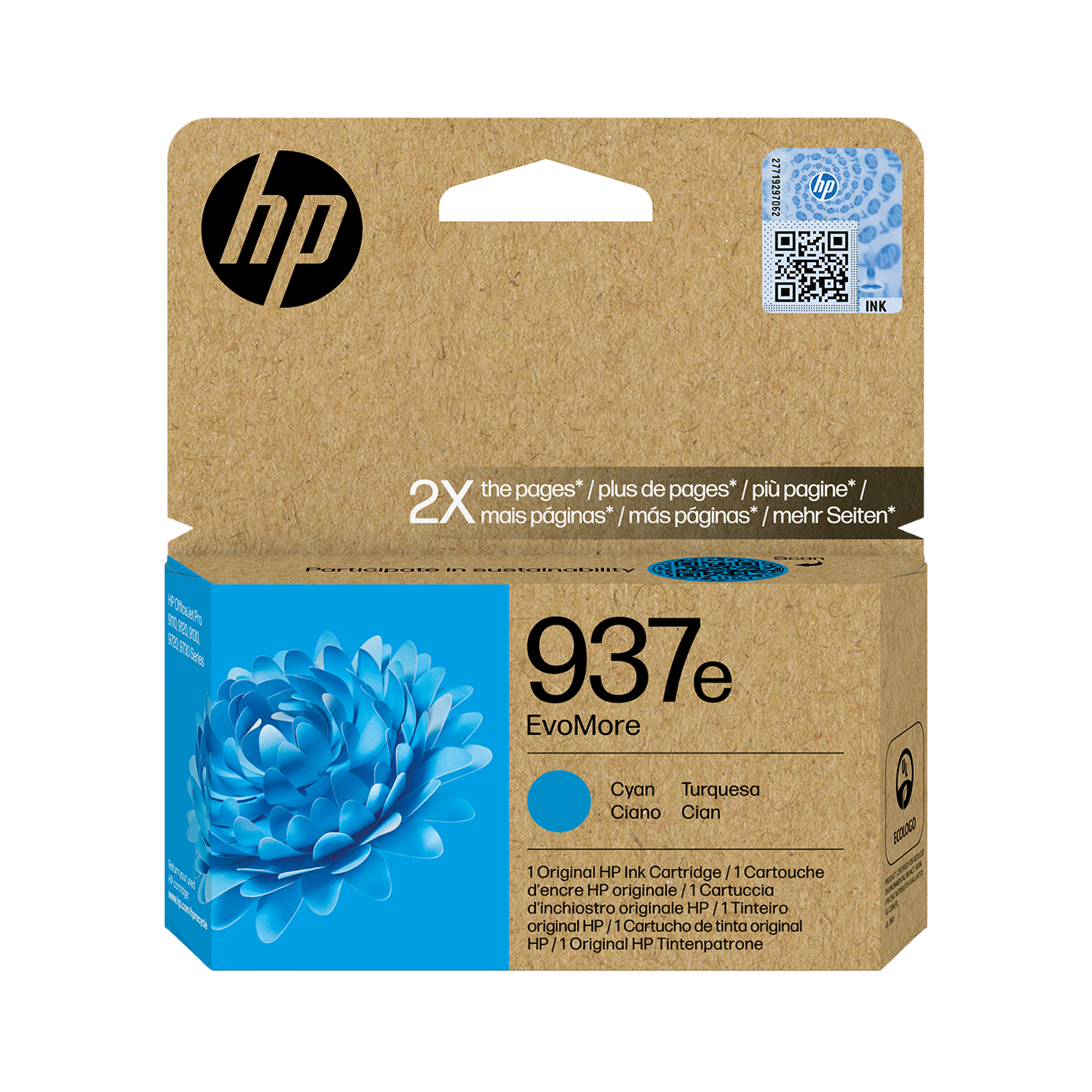 HP 937e EvoMore Cyan Original Ink Cartridge